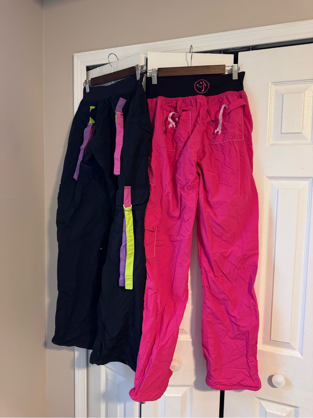 Zumba Wear Nylon Cargo Pants Set Bundle Party in Pink Parachute Dance L XL Y2K